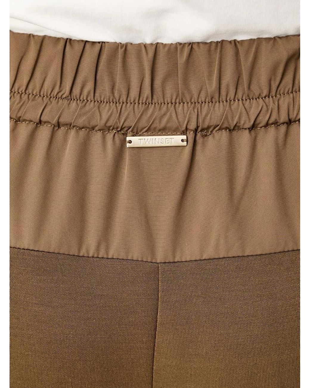 Twinset Natural Drawstring Wide-Leg Trousers