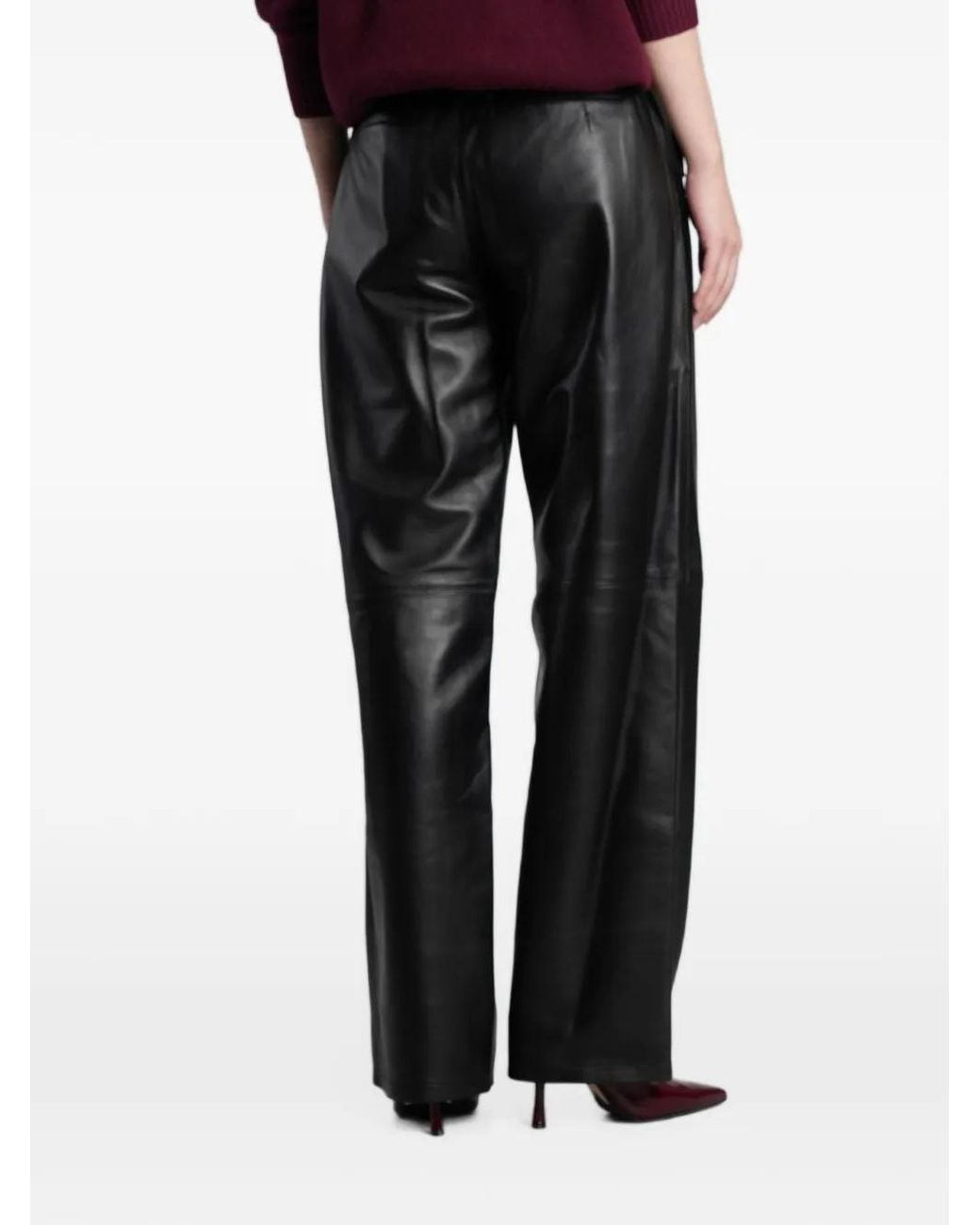 IRO Black Caracas Wide-Leg Leather Trousers