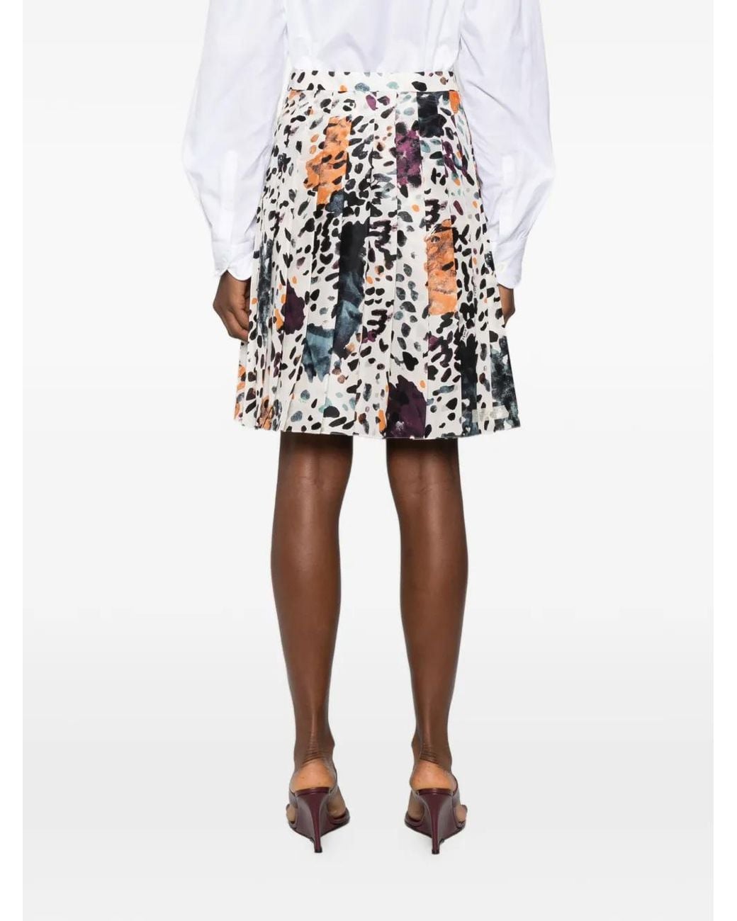 Fendi White Ivory Printed Silk Skirt