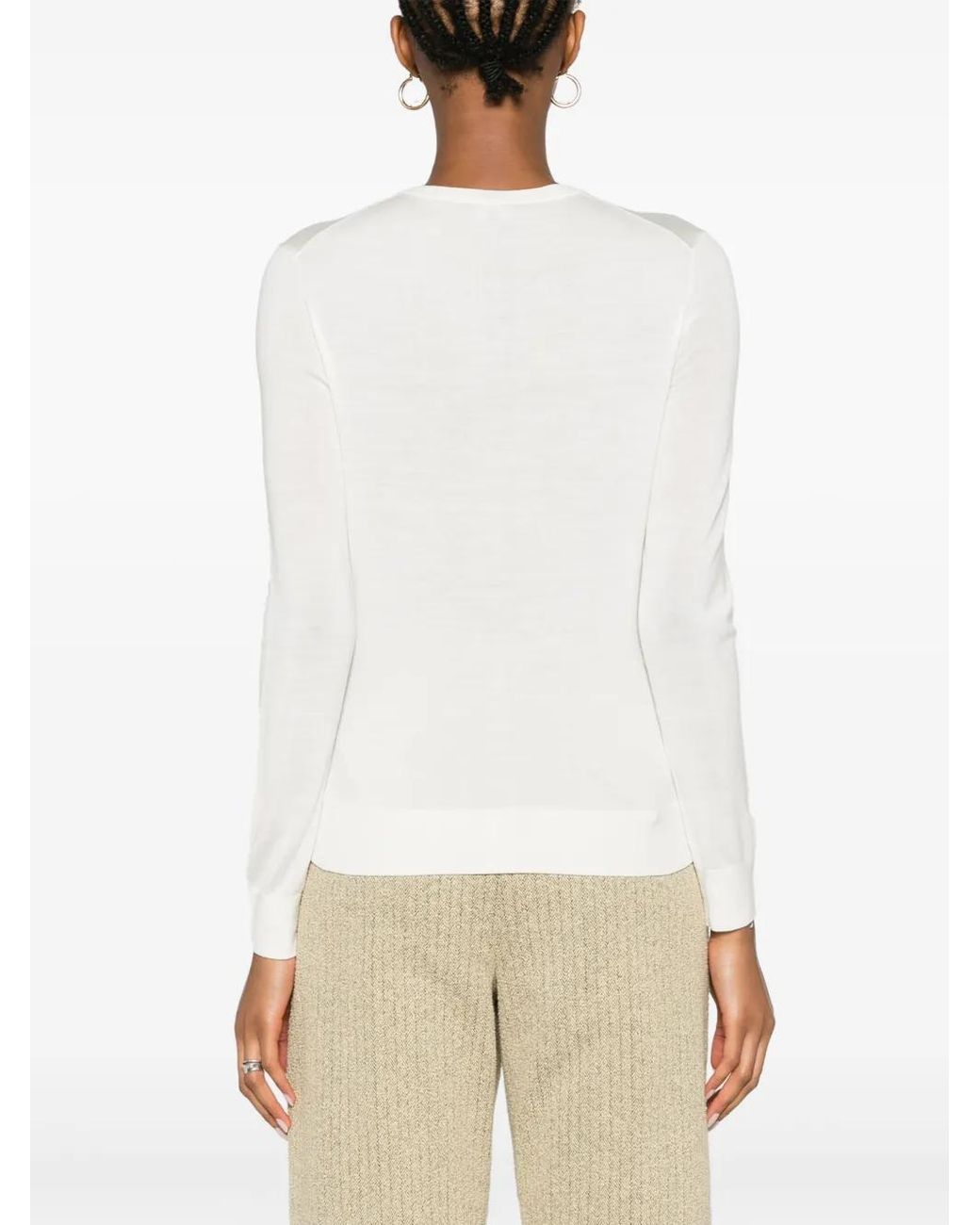 Theory White Crew Neck Pullover