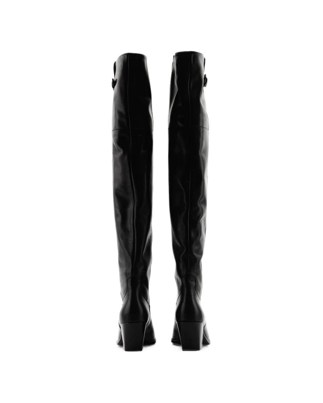 Elena Iachi Black Leather Over-The-Knee Boots