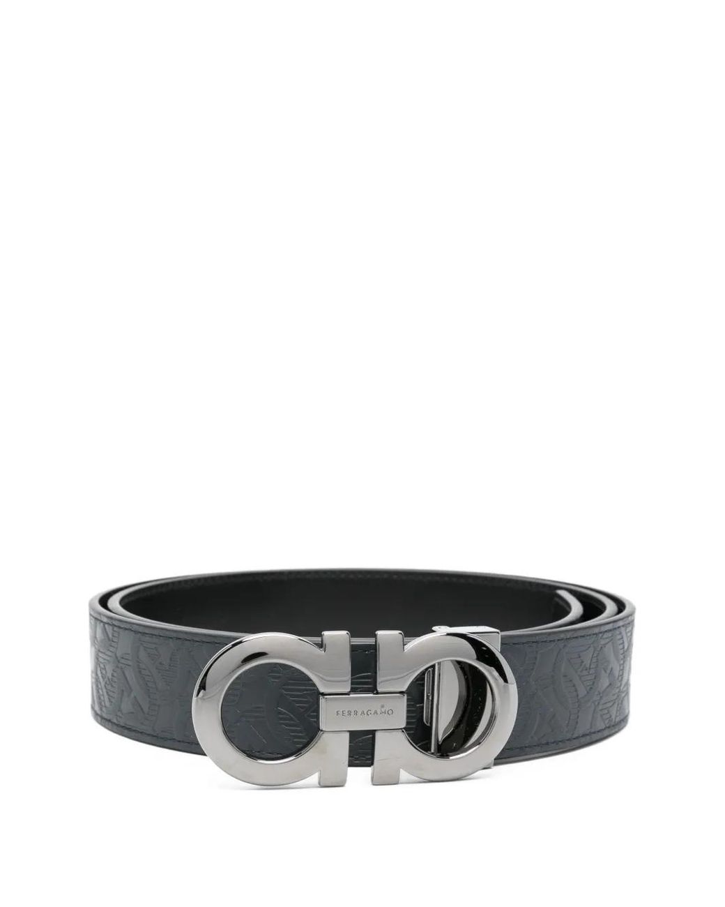 Cinturón con hebilla del logo Ferragamo de hombre de color Gray