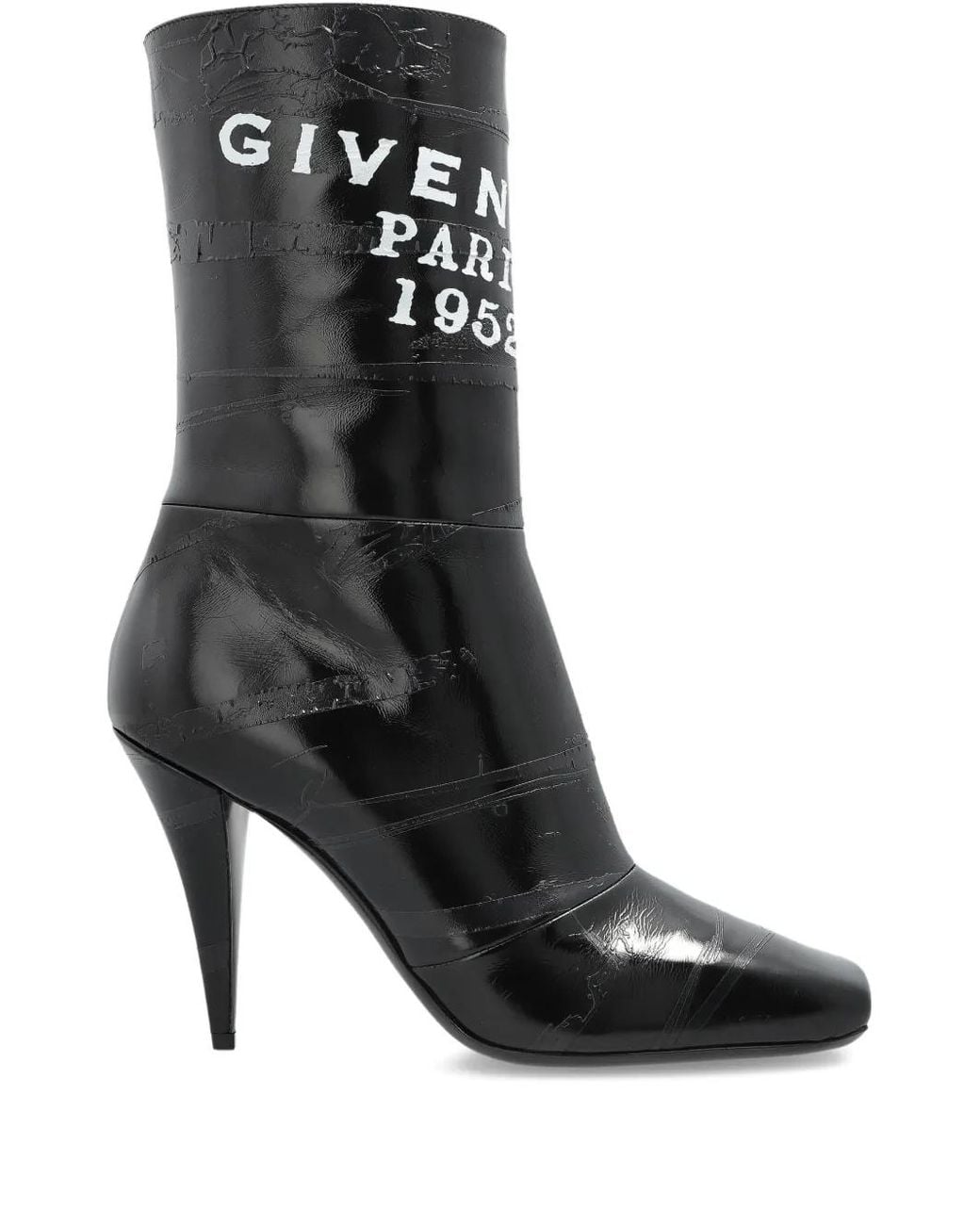 Givenchy Sliced Square Tape Leren Enkellaarzen in het Black