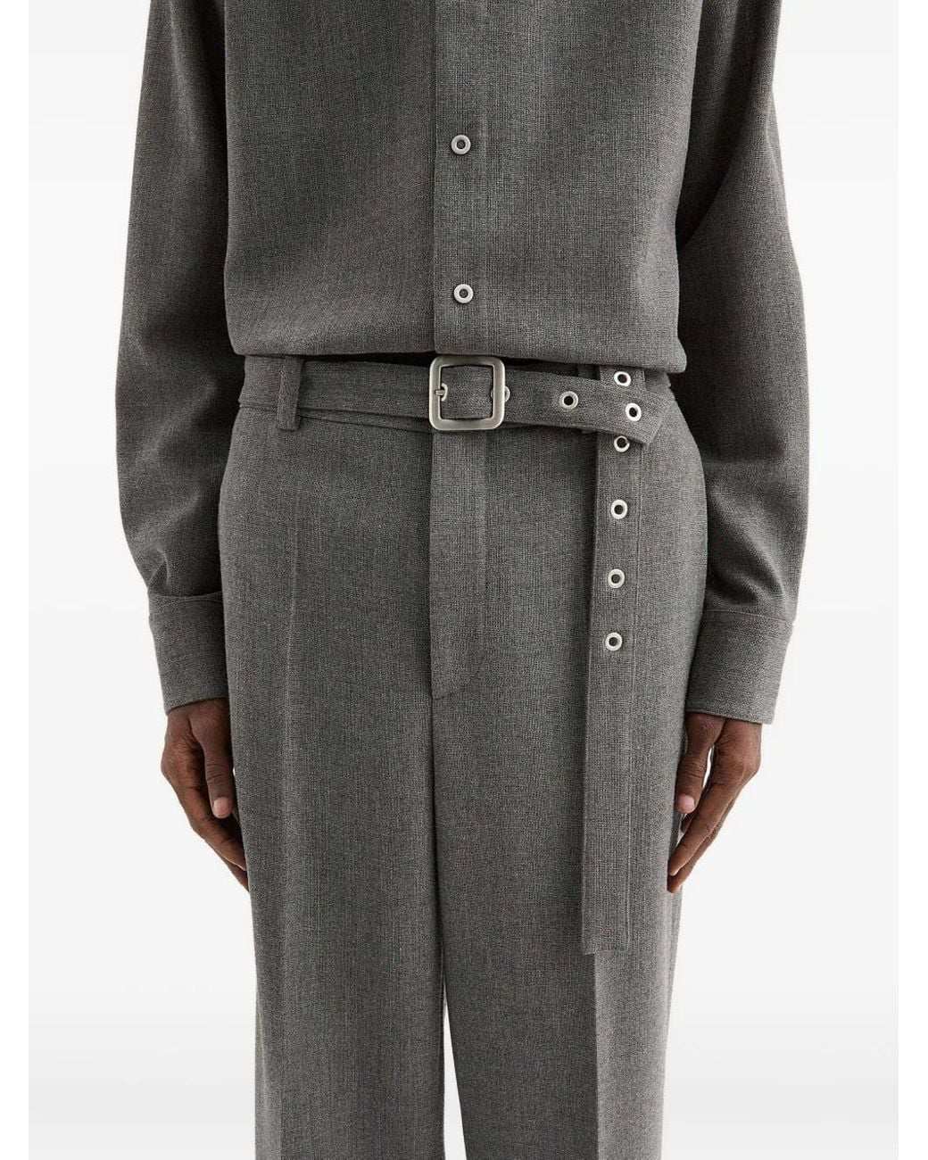 Jil Sander Gray Belted Pleated Trousers for men