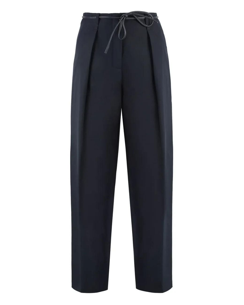 Yves Salomon Blue Belted Trousers