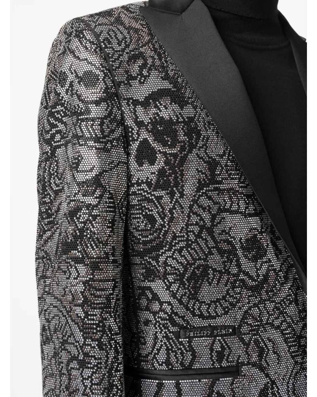 Philipp Plein Black Blazer Lord Fit Tattoo for men