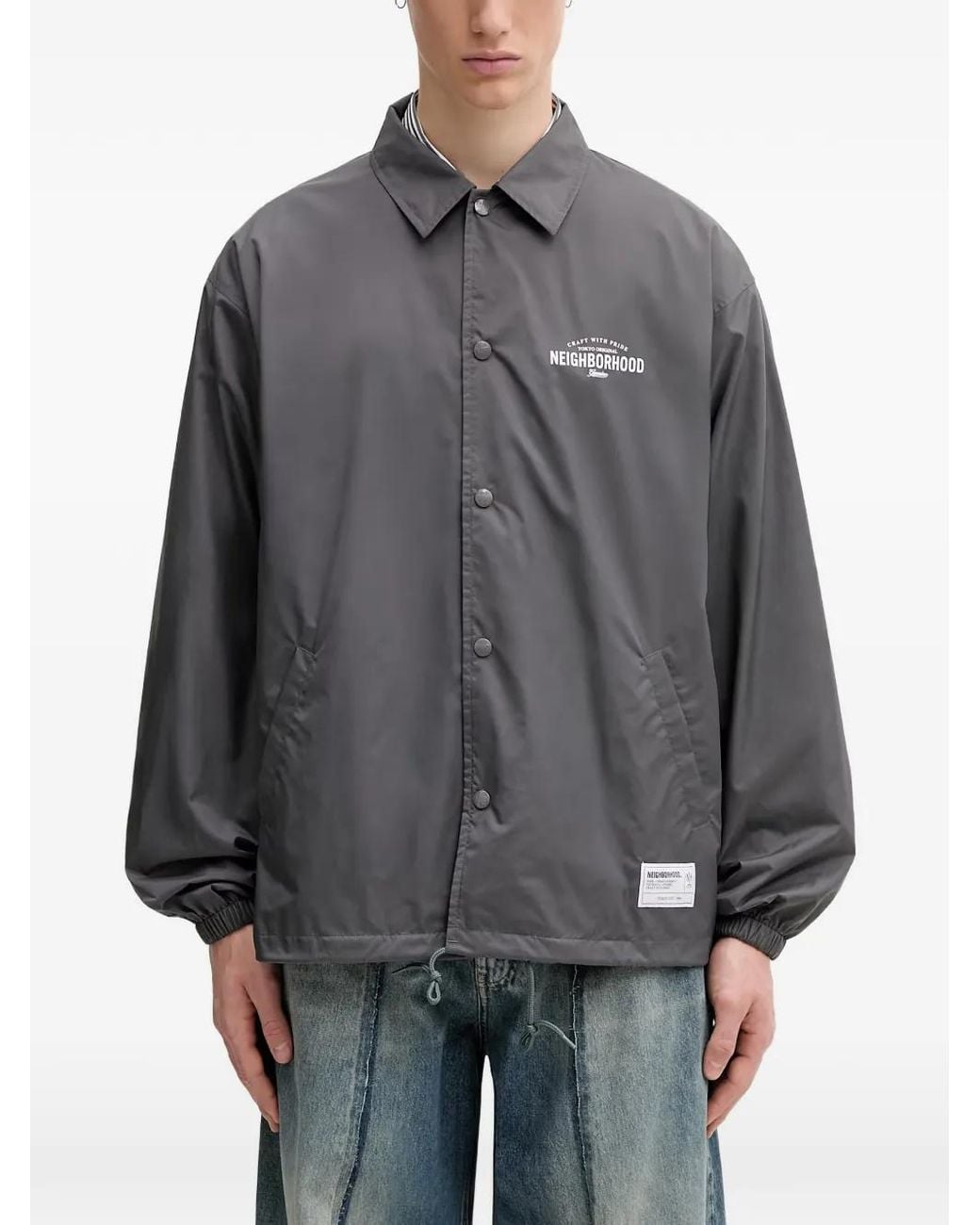 Neighborhood Gray Logo-Print Shirt Jacket for men