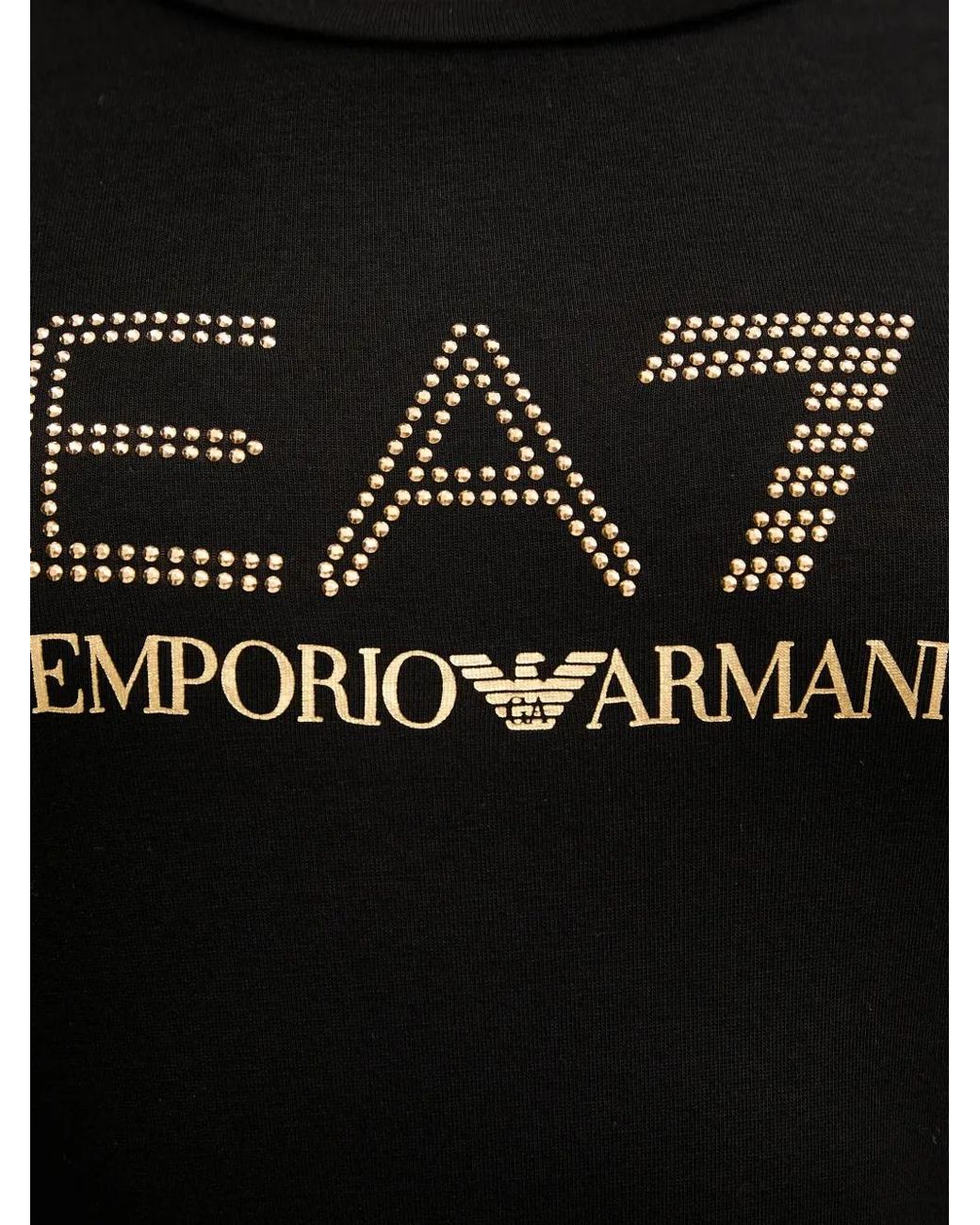 EA7 Black Embellished-Logo T-Shirt