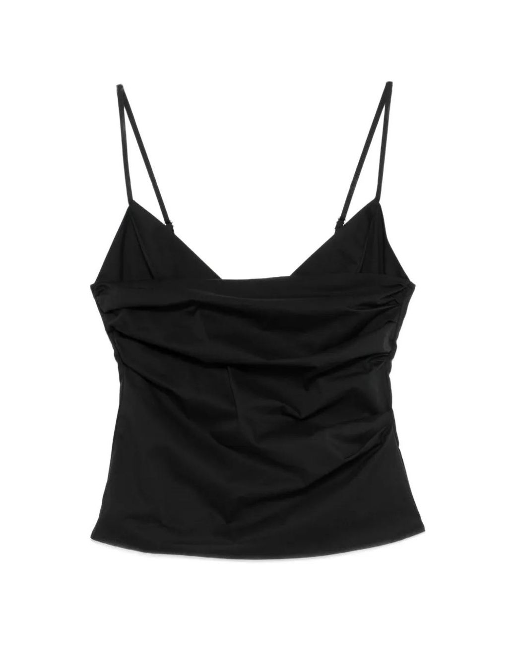 Patrizia Pepe Black V-Neck Draped Top