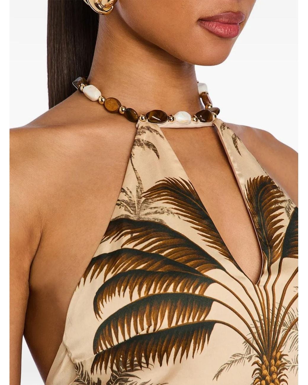 retroféte Metallic Blouse Zaphira À Imprimé Palmier