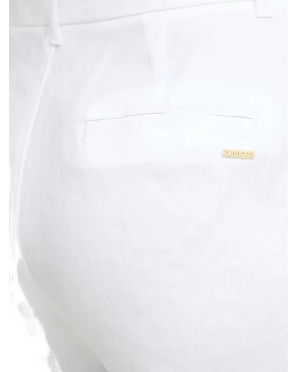 Guess White Pleated Wide-Leg Trousers