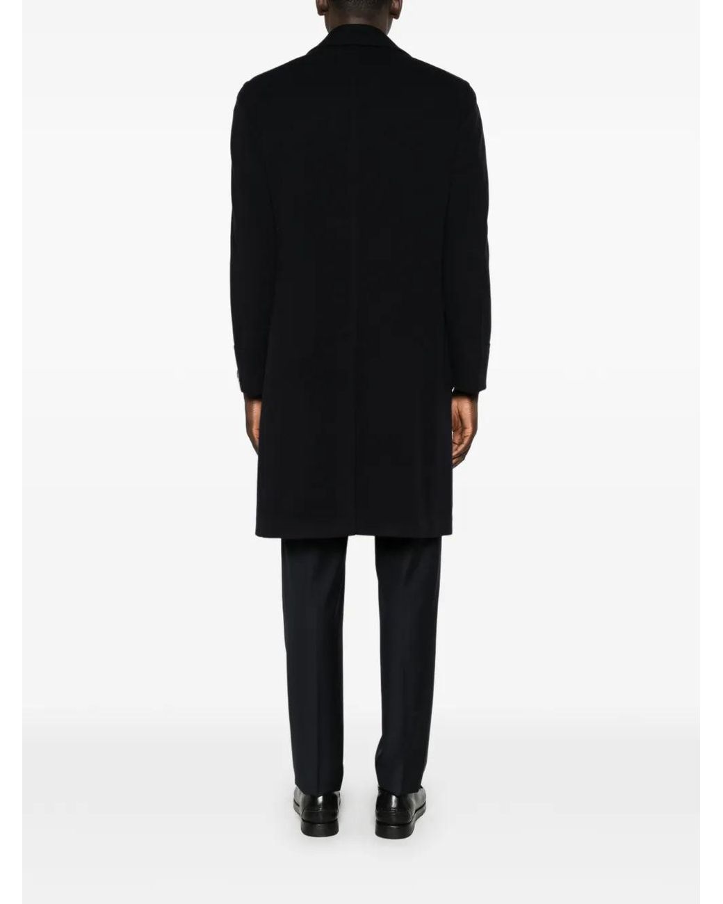 Tagliatore Black Double-Breasted Coat for men