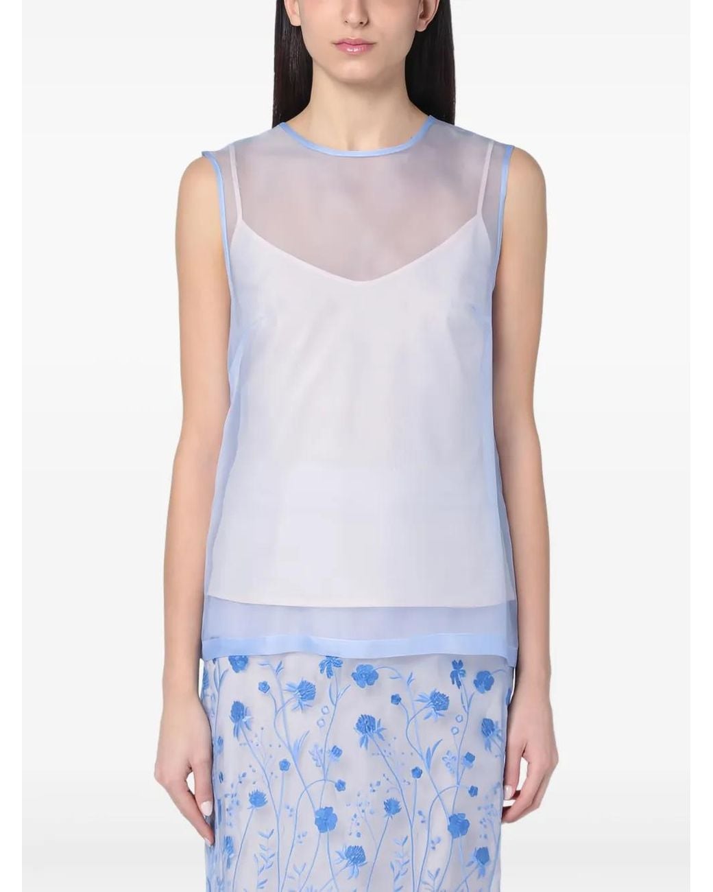 P.A.R.O.S.H. White Silk Tank Top