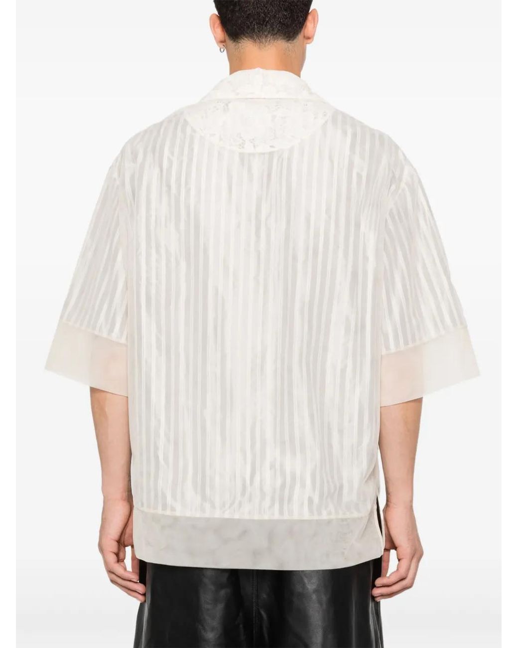 Simone Rocha White Lace-Panel Striped Shirt for men