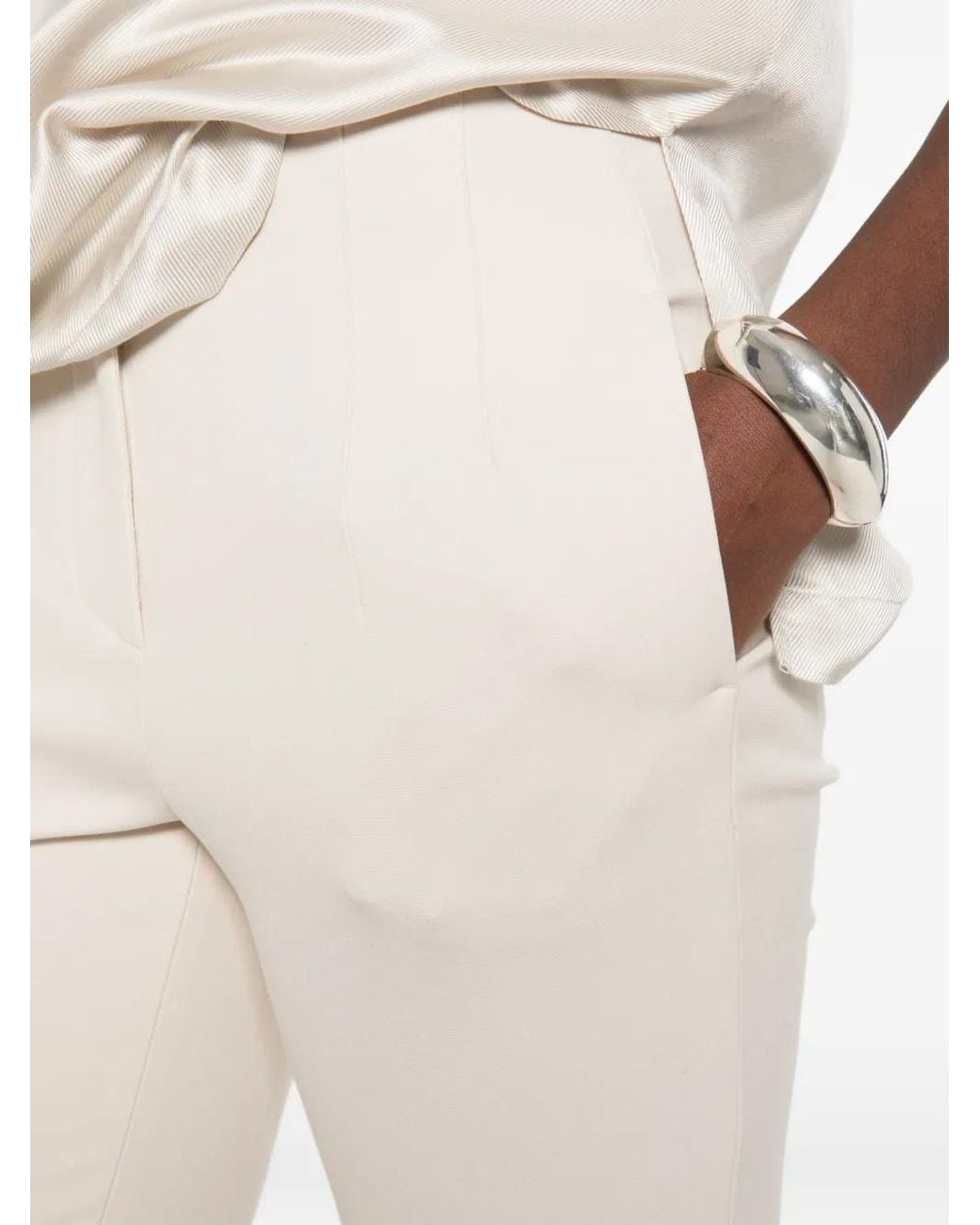 Peserico White Slim-Cut Cropped Trousers