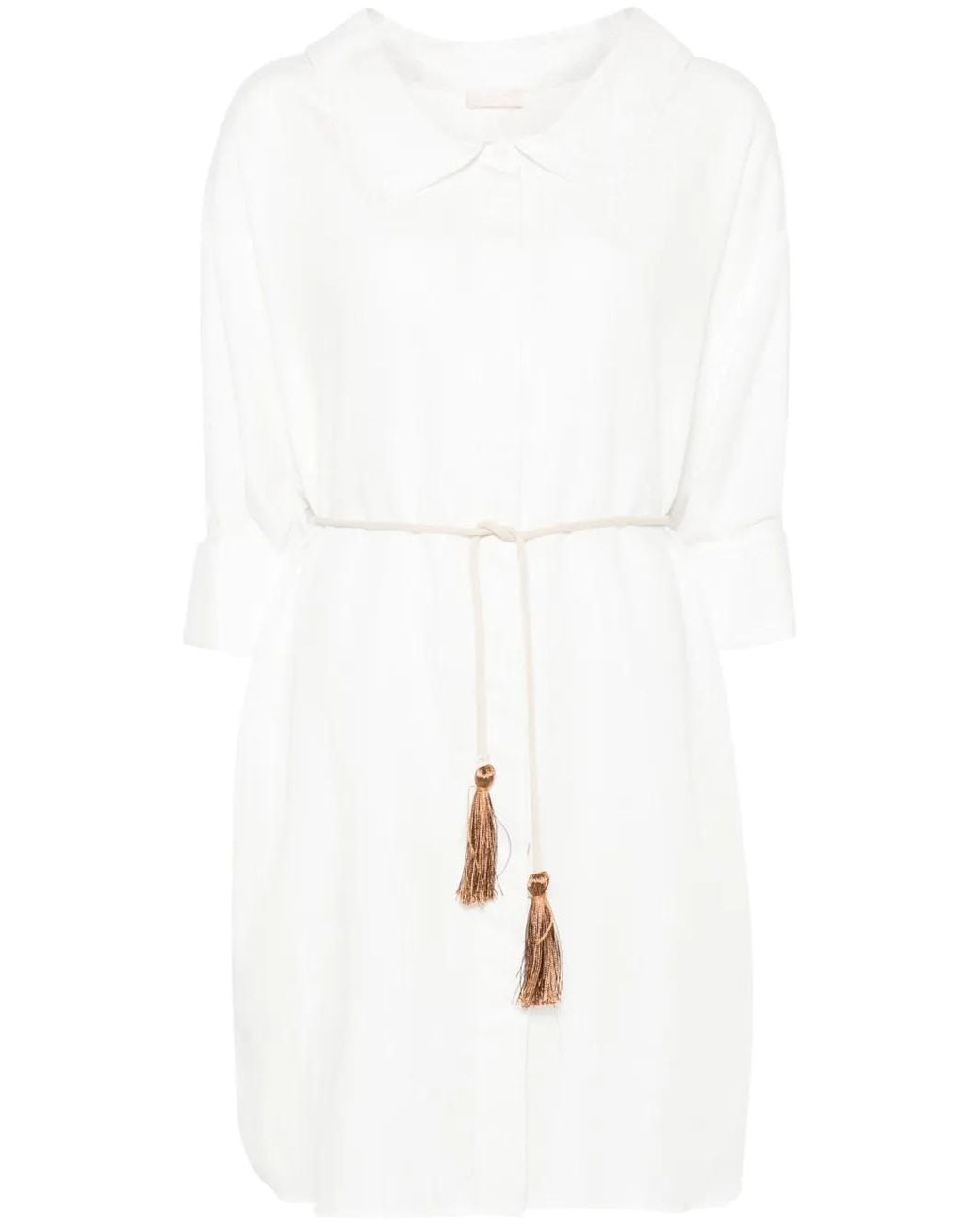Liu Jo White Striped Mini Dress