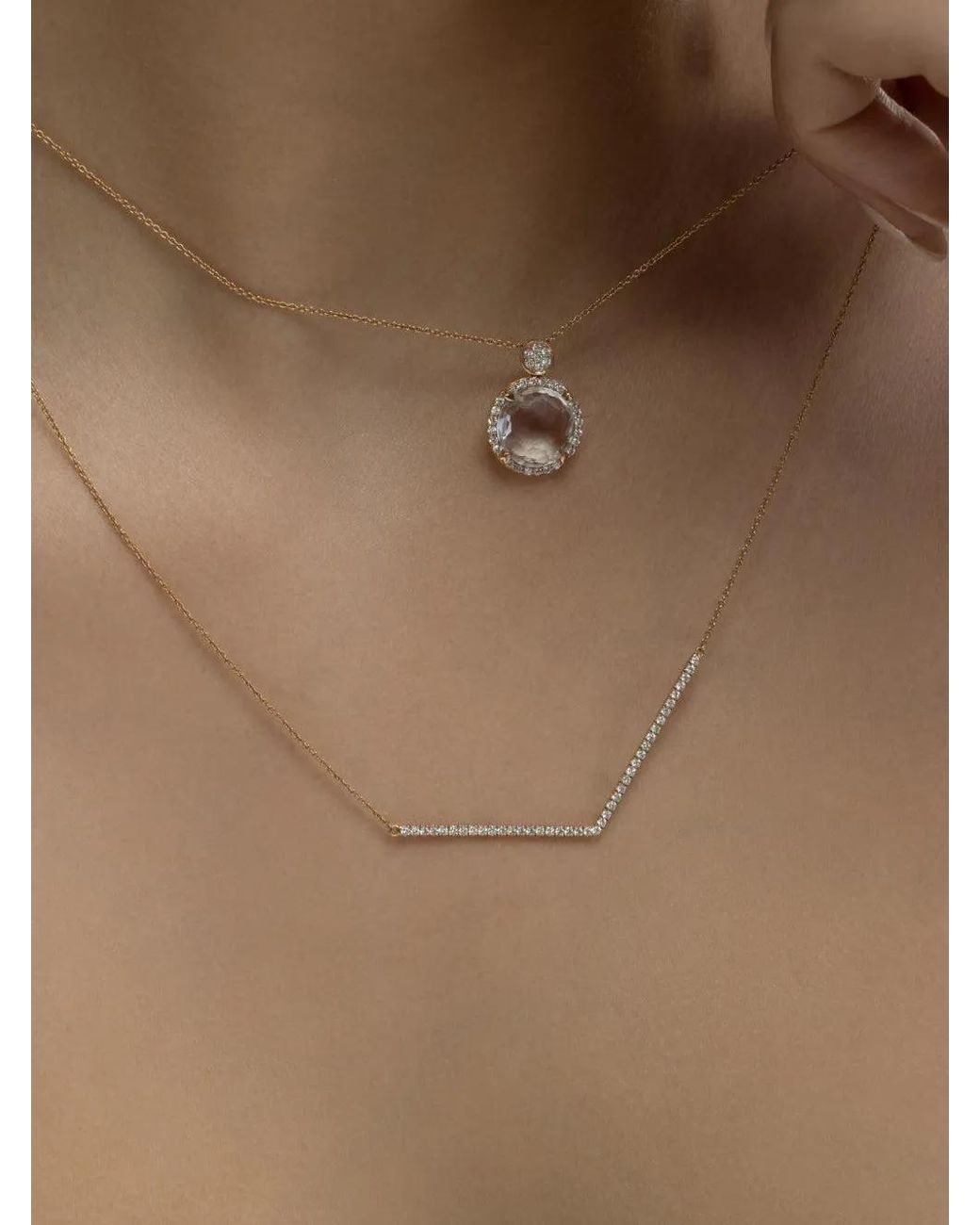 Lisa Nik Metallic Quartz And Diamond Pendant Necklace
