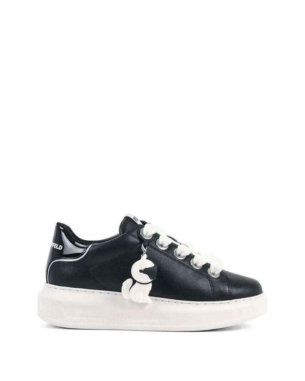 Karl Lagerfeld White Dog-Charm Lace-Up Sneakers