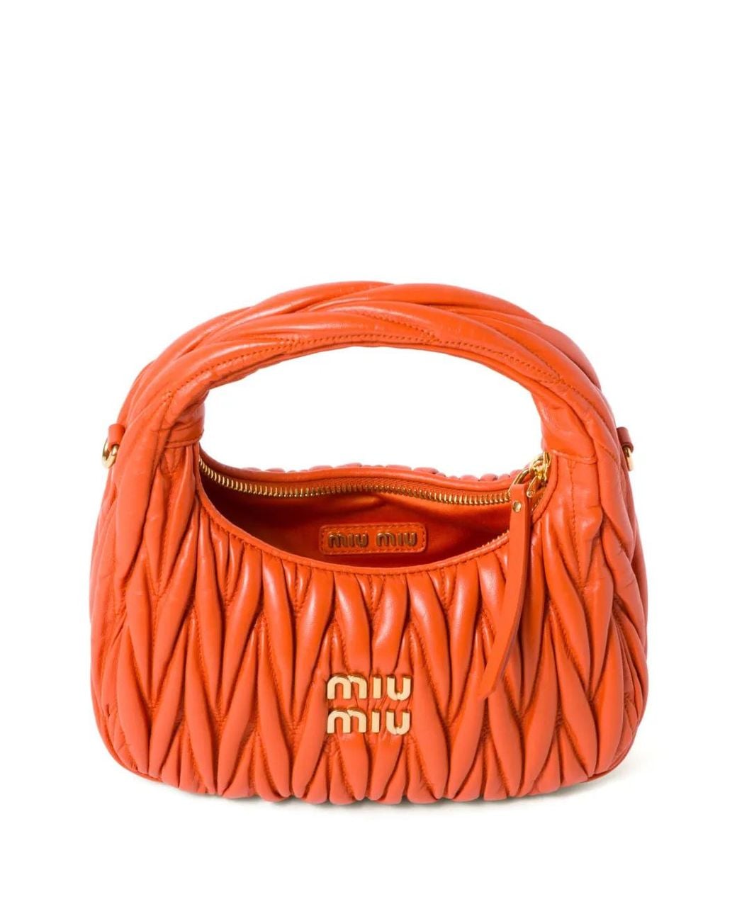 Miu Miu Orange Wander Matelassé Tote Bag