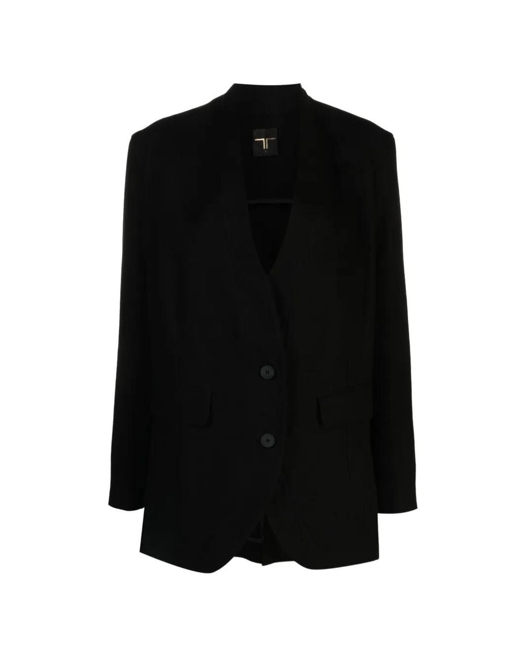 Tessitura Black Kimono-Style Long-Sleeve Blazer