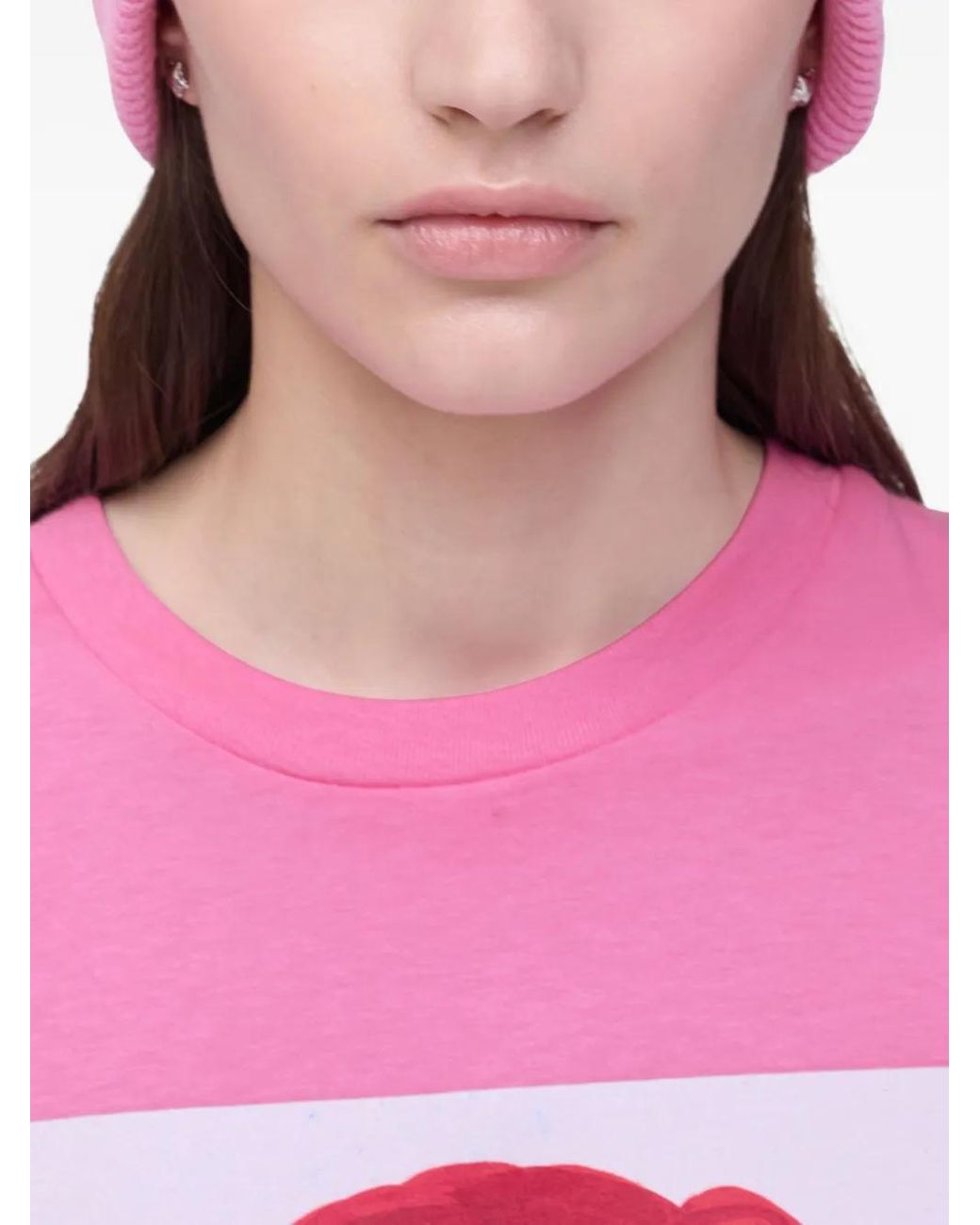 Marc Jacobs Pink Logo-Patch Beanie