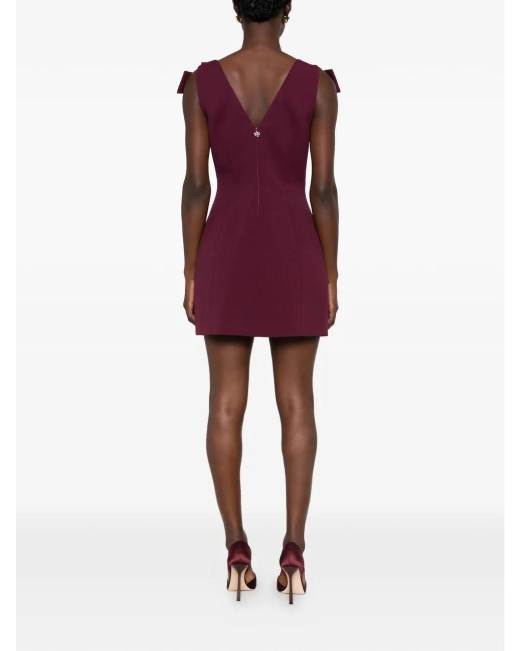 Aniye By Purple Bow-Embellished V-Neck Mini Dress