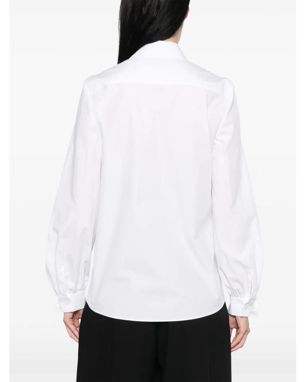 Valentino Garavani White Bow-Detail Long-Sleeve Shirt