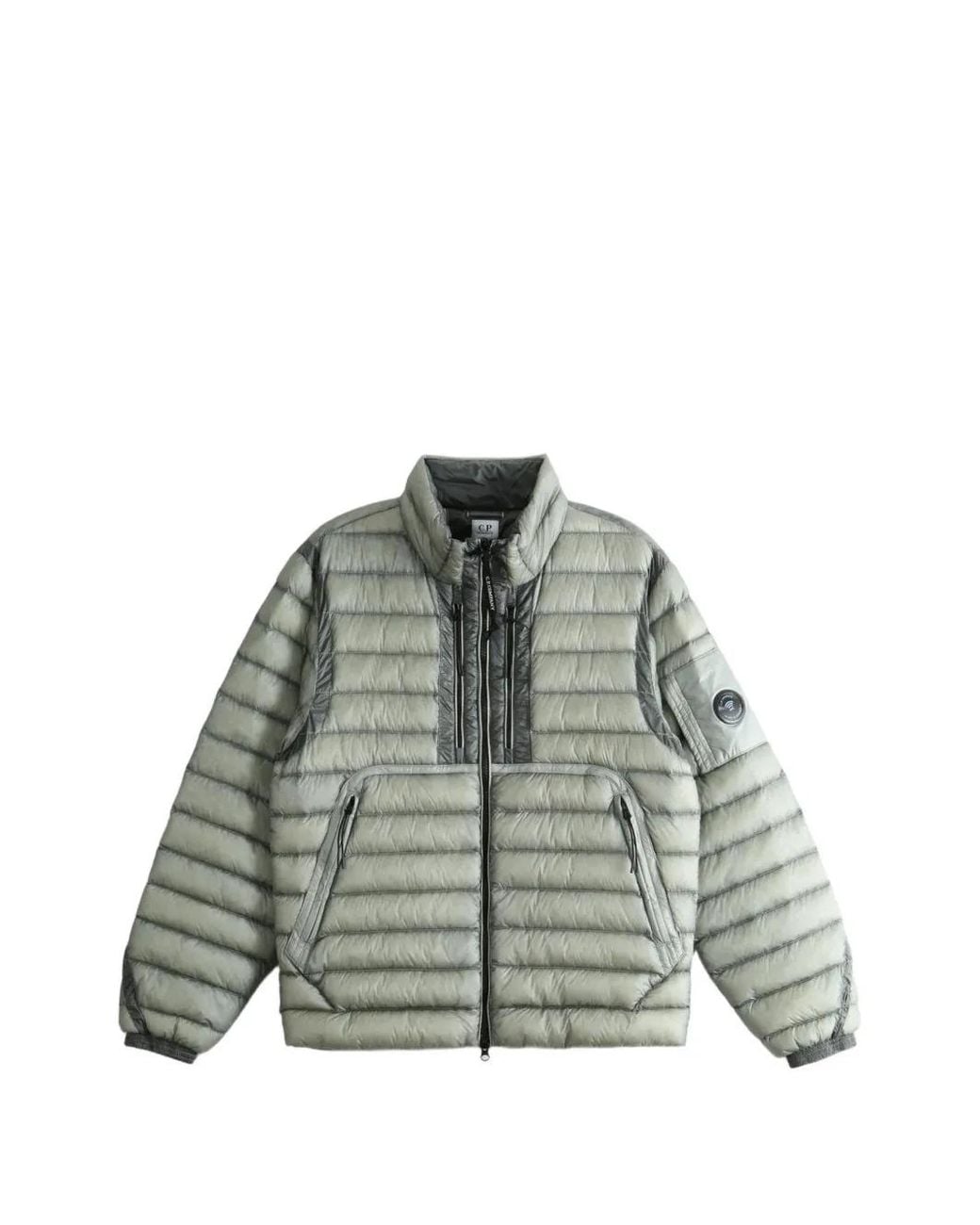 C P Company Green Quilted-Finish Lens-Detail Jacket for men