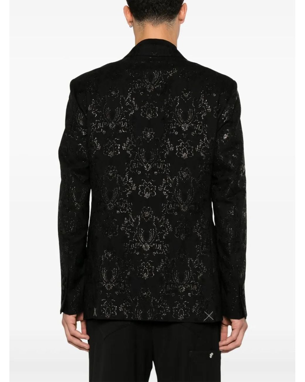 Etro Black Patterned-Jacquard Blazer for men
