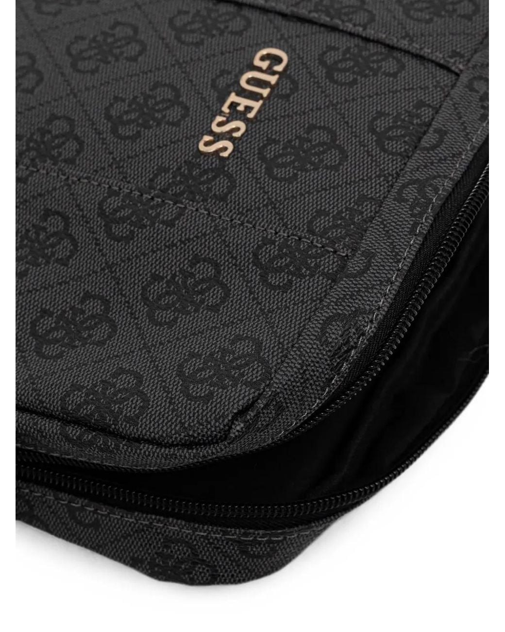 Guess Black 4G Uptown Monogram-Pattern Messenger Bag