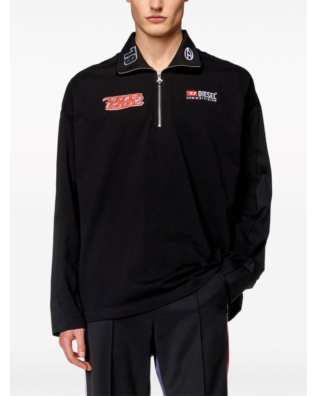 ★DIESEL★ S Gander Half Zip-up Sweatshirt Black A121340KJAN DIESEL S-Gander-R Zip-Up Sweatshirt in Black for Men | Lyst