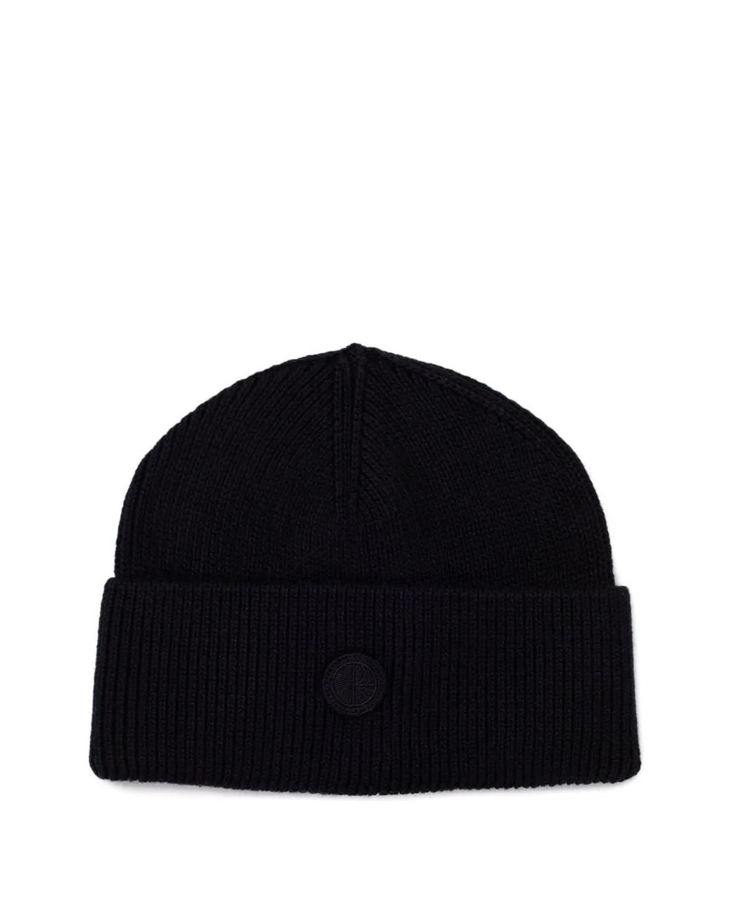 POLAR SKATE Black John Logo-Patch Beanie Hat for men
