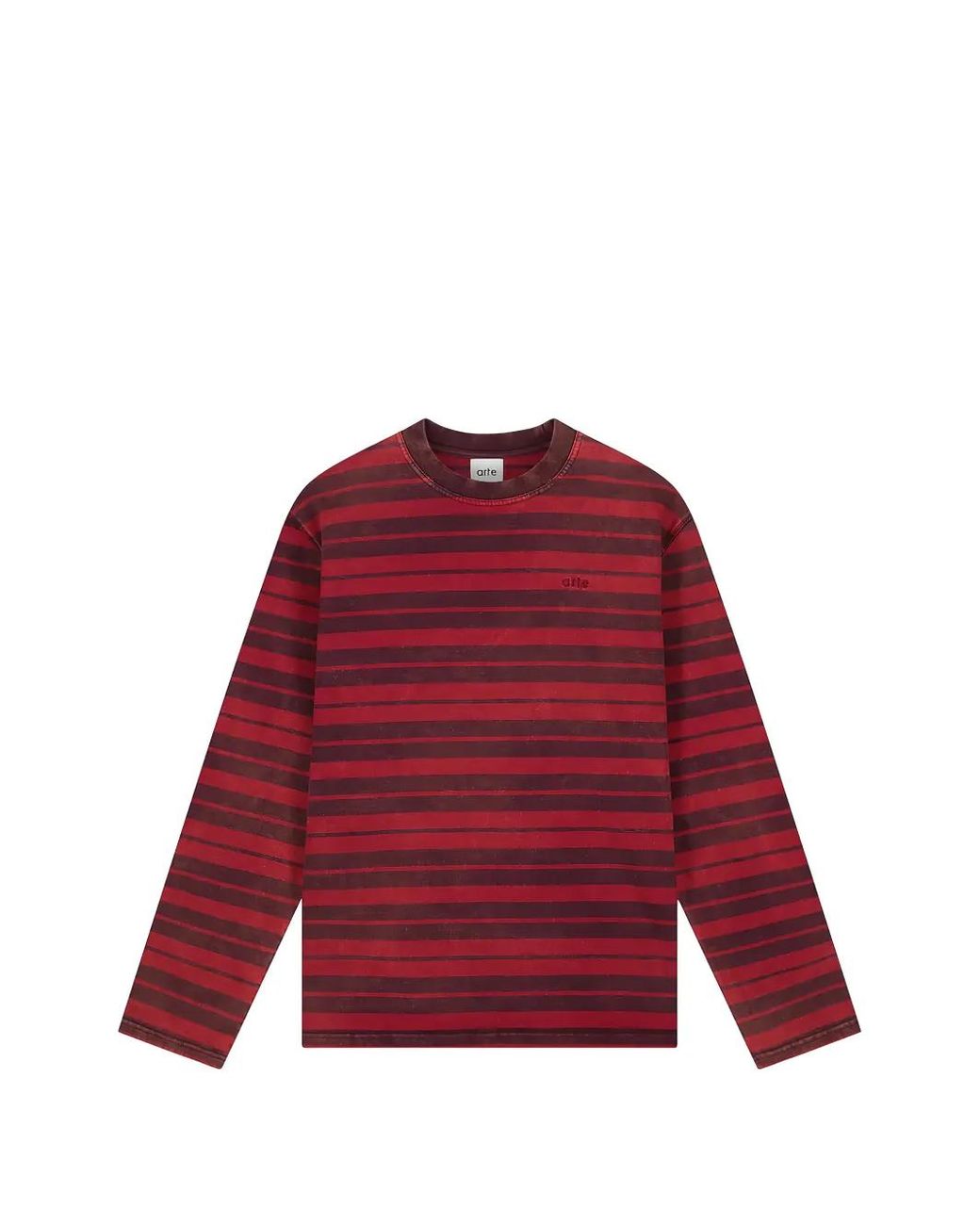 Arte' Red Sunfade Striped Long-Sleeve T-Shirt for men