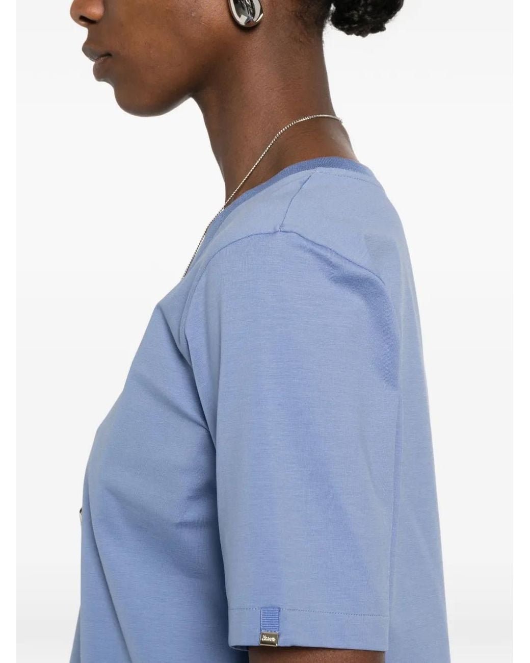 Herno Blue Round-Hem T-Shirt