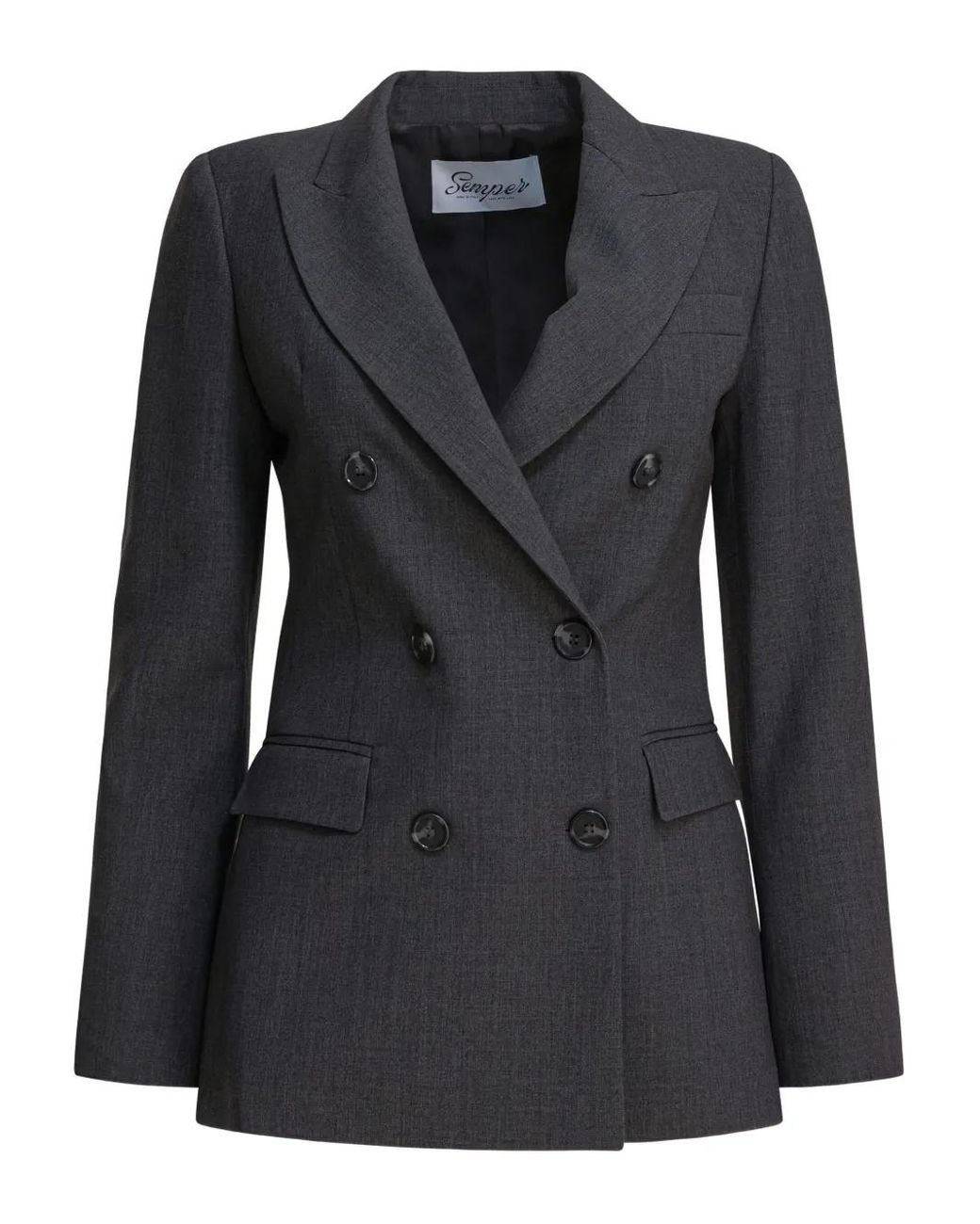 Semler Black Double-Breasted Pocketed Blazer