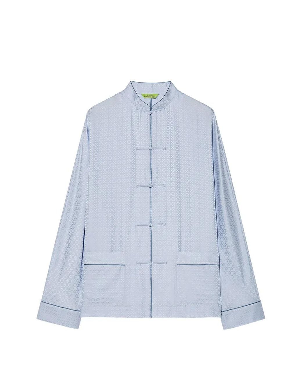 Shanghai Tang Blue Coin-Jacquard Silk Pajamas for men