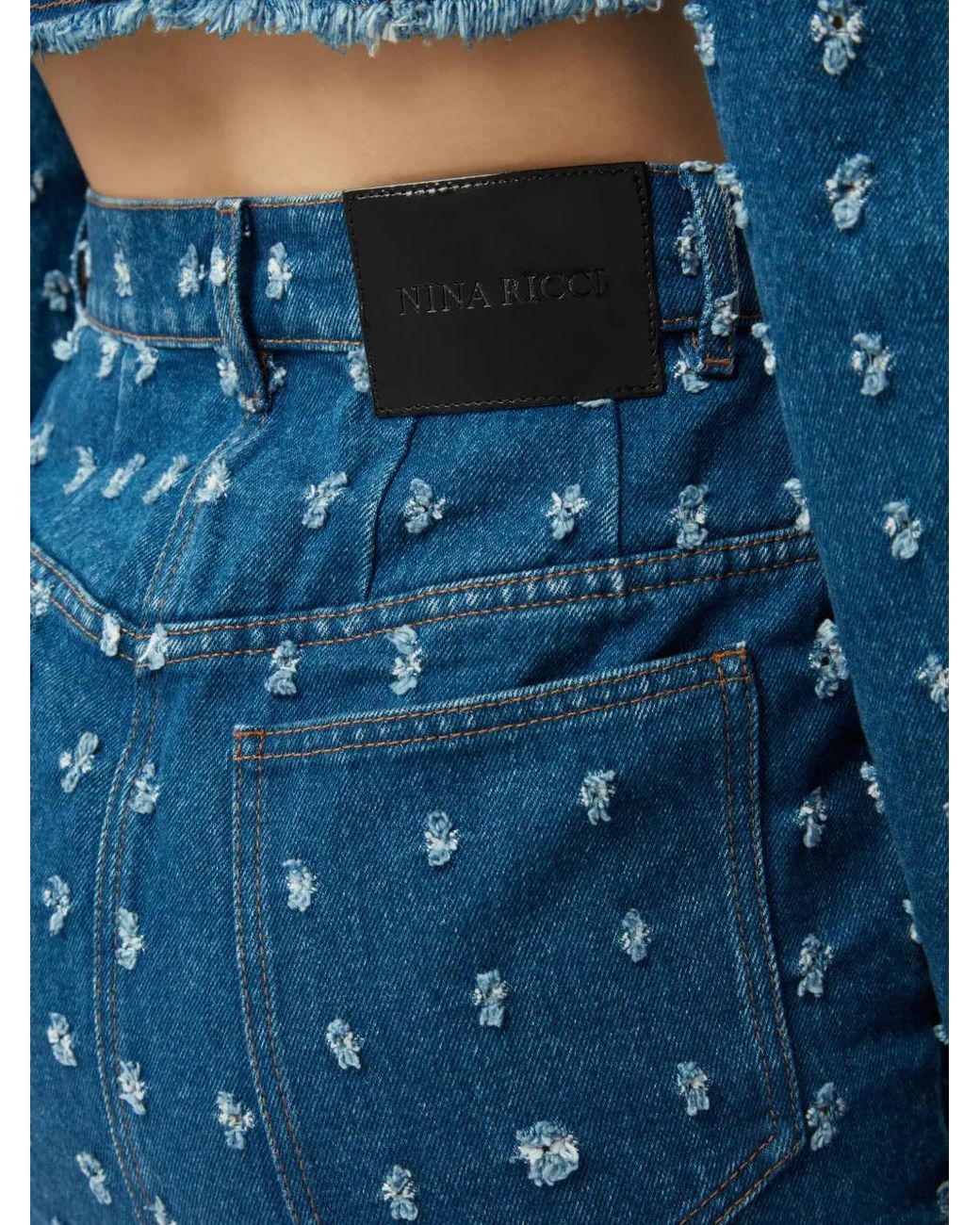 Nina Ricci Blue Distressed Denim Skirt