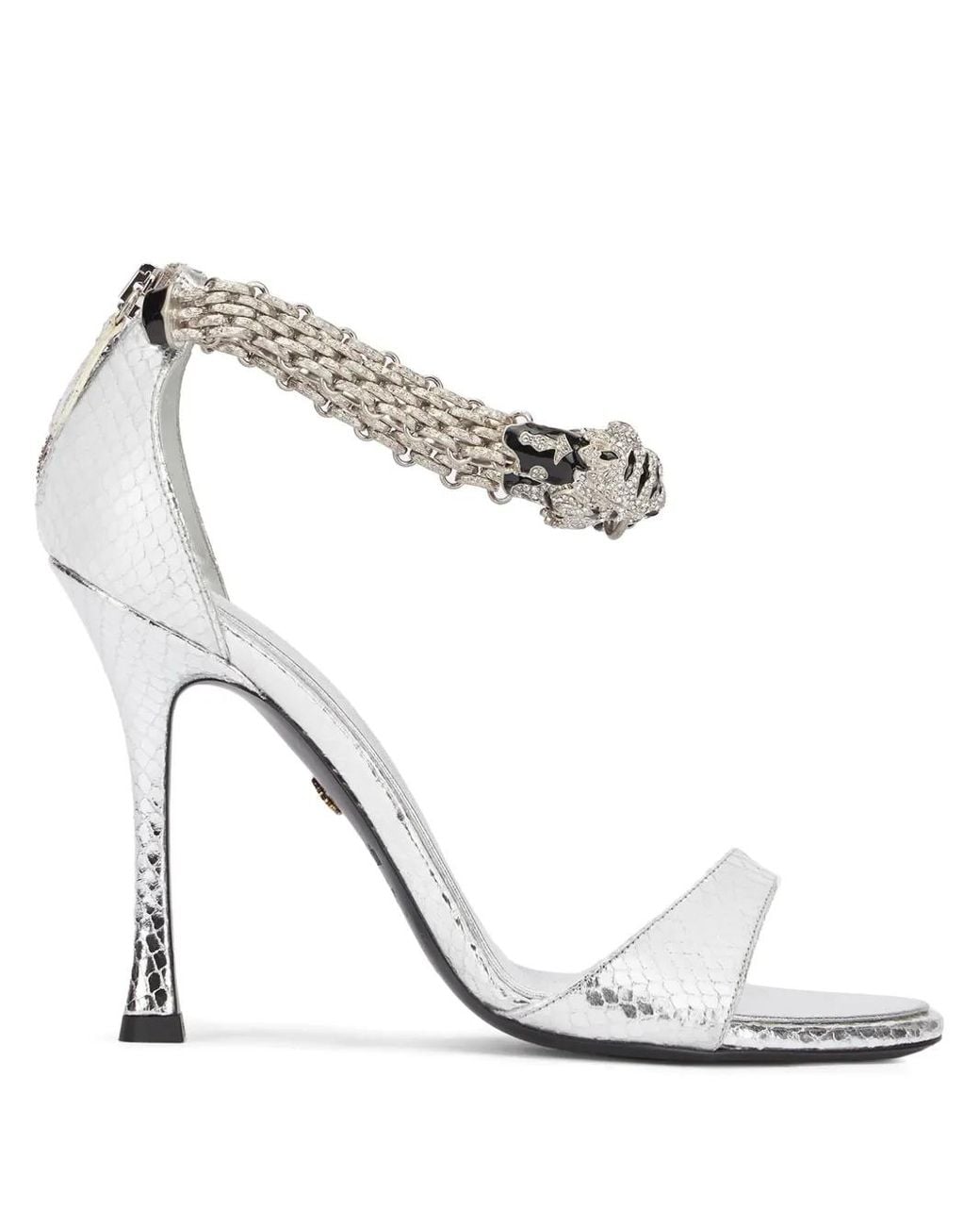 Roberto Cavalli White Jewel Tigers Sandals