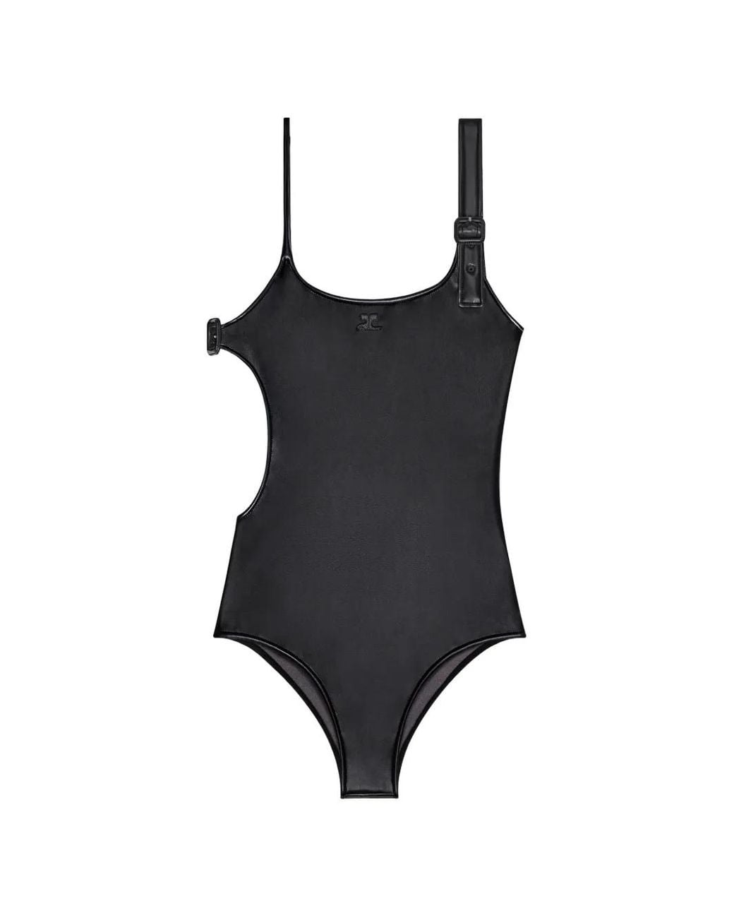 Courreges Black Buckle Cut-Out Bodysuit