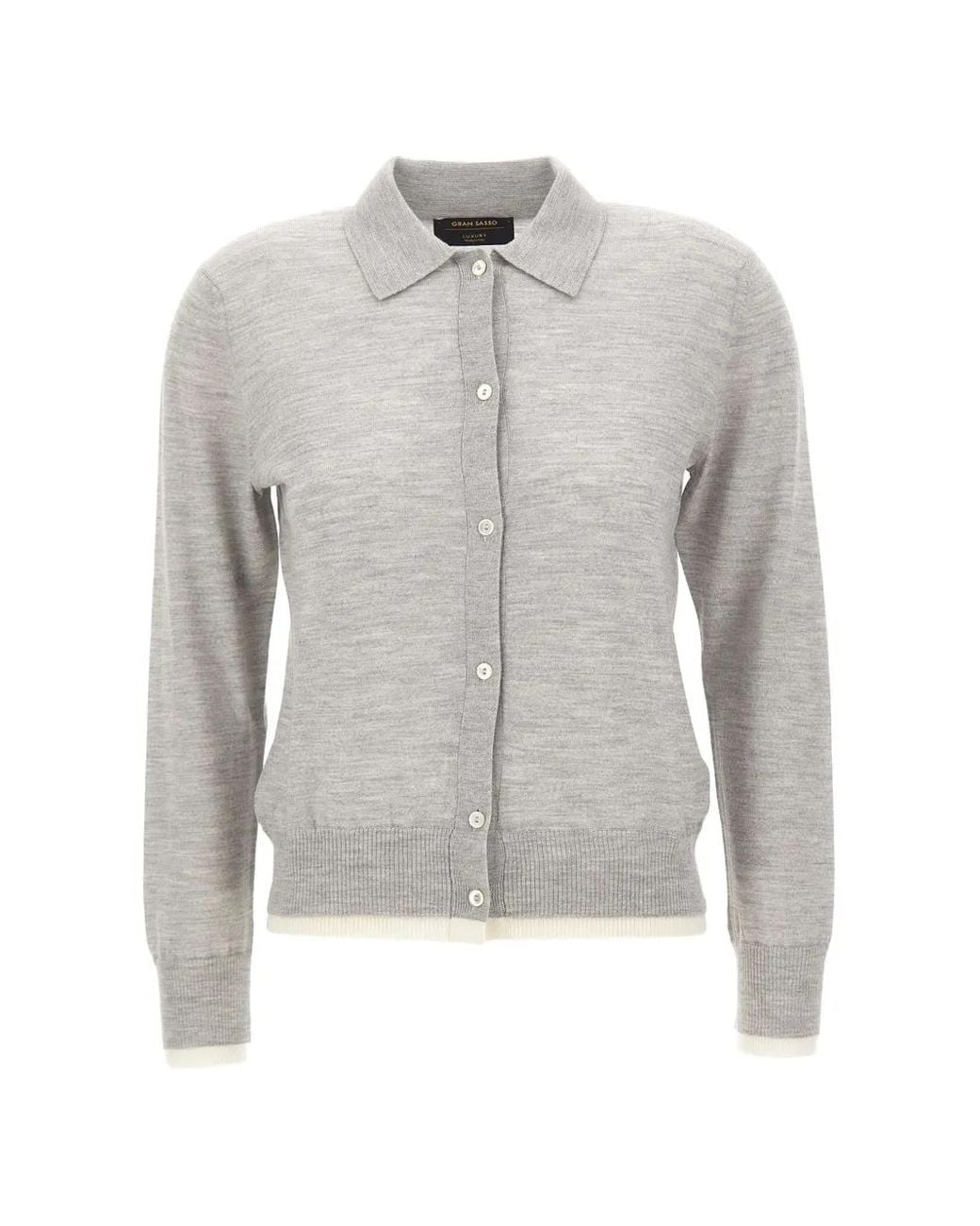 Gran Sasso Gray Button-Front Long-Sleeve Cardigan