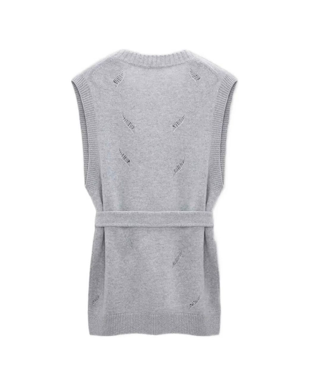 Dorothee Schumacher Gray Blooming Statements Floral-Embroidered Sleeveless Cardigan