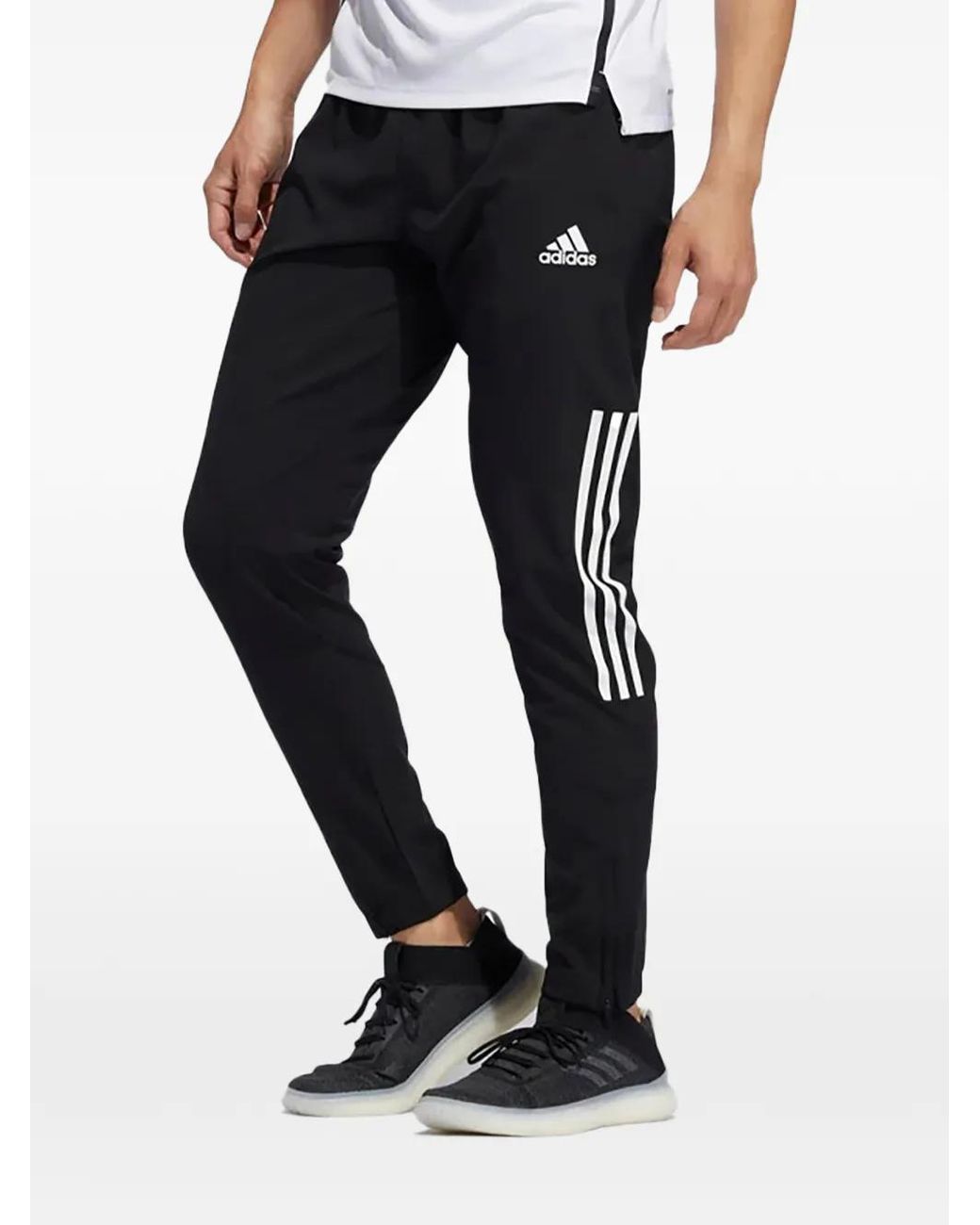 Adidas Black 3-Stripes Windbreaker Track Pants for men
