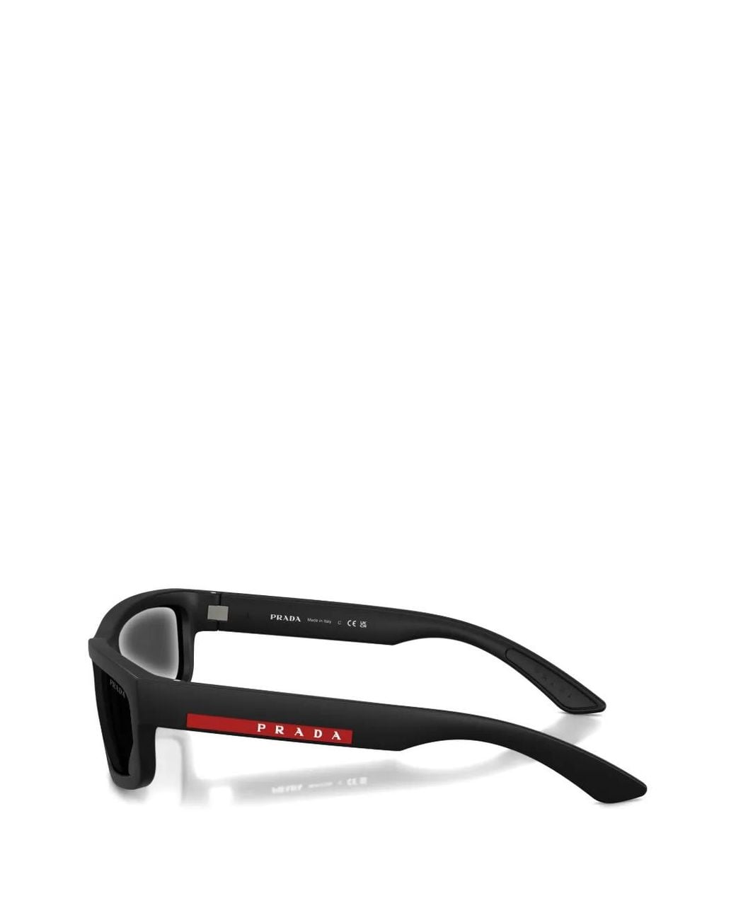 Prada Linea Rossa Black Rectangle-Frame Sunglasses for men