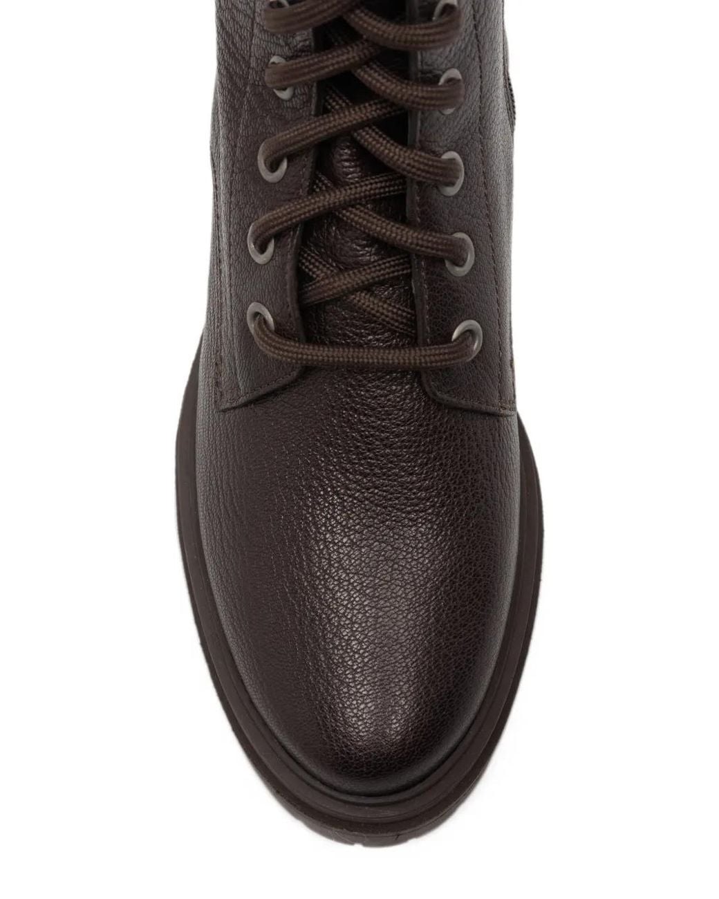 Ba&sh Brown Lace-Up Pebbled Leather Boots