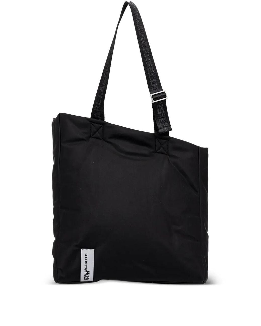 Karl Lagerfeld Black Logo-Strap Tote Bag