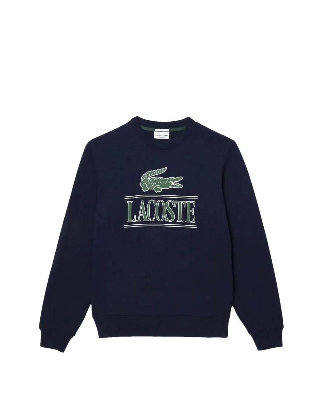 Lacoste Blue Fleece Crew Neck Print Sweatshirt