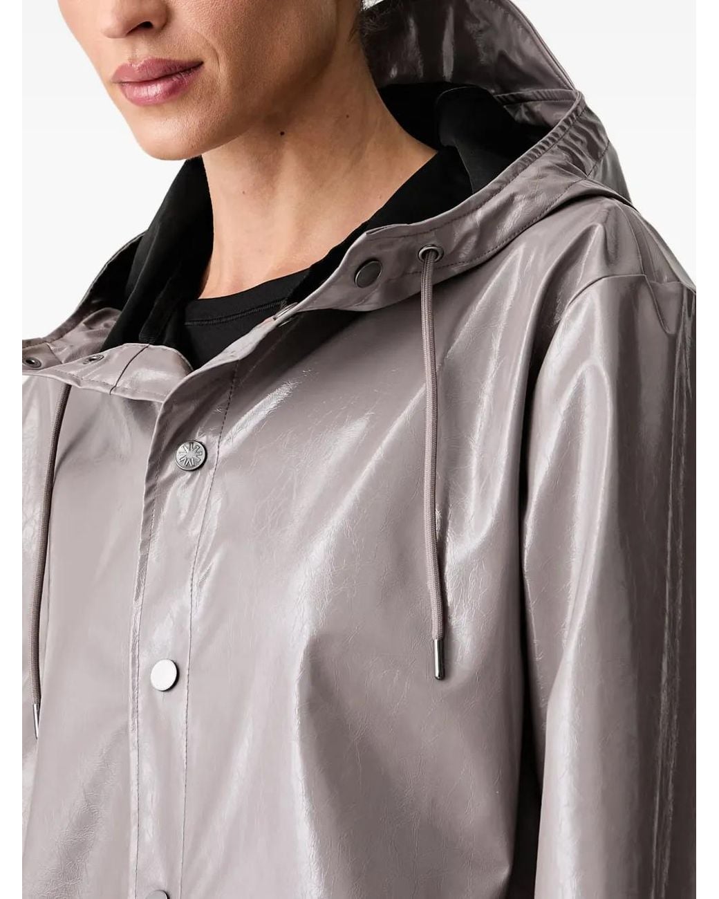 Rains Gray Hooded Gloss-Effect Raincoat