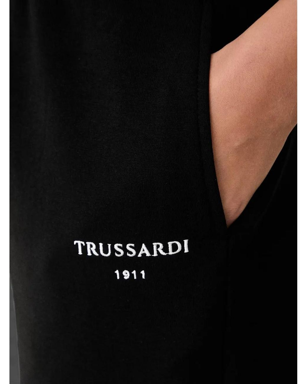 Trussardi Black Logo-Embroidered Drawstring Track Pants