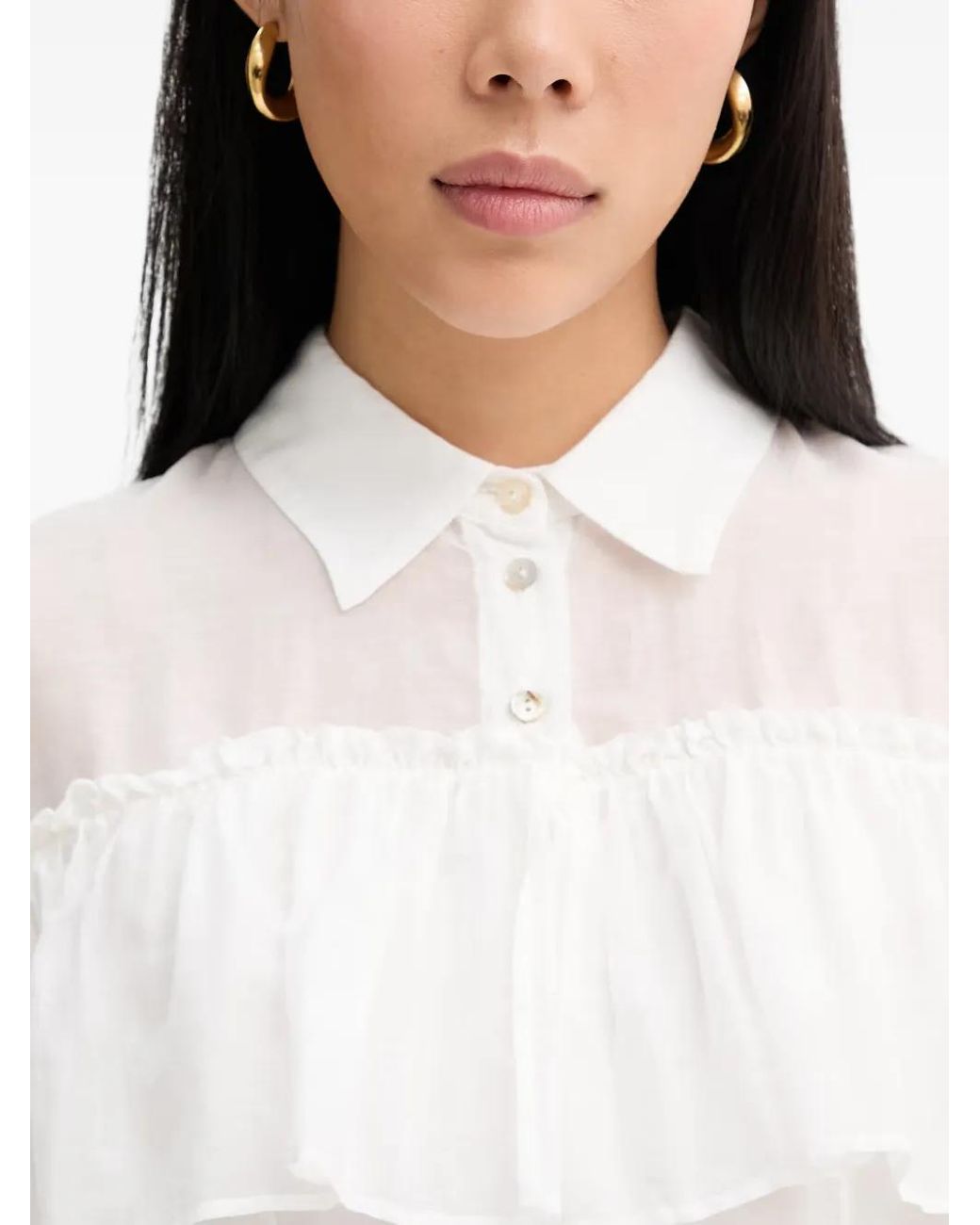 Aniye By White Carmen Ruffled Cropped Shirt