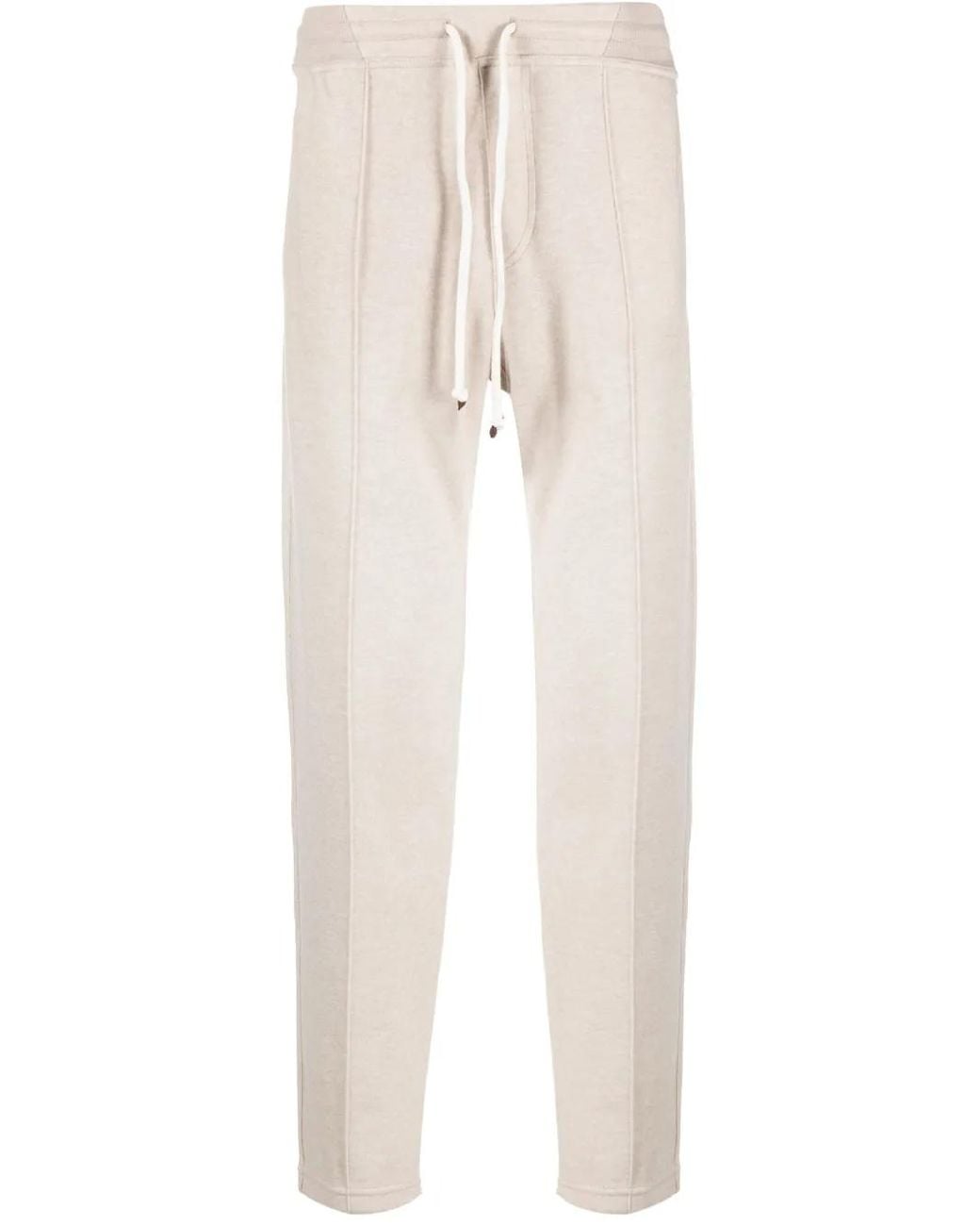Brunello Cucinelli Natural Drawstring-Waist Cashmere Trousers for men